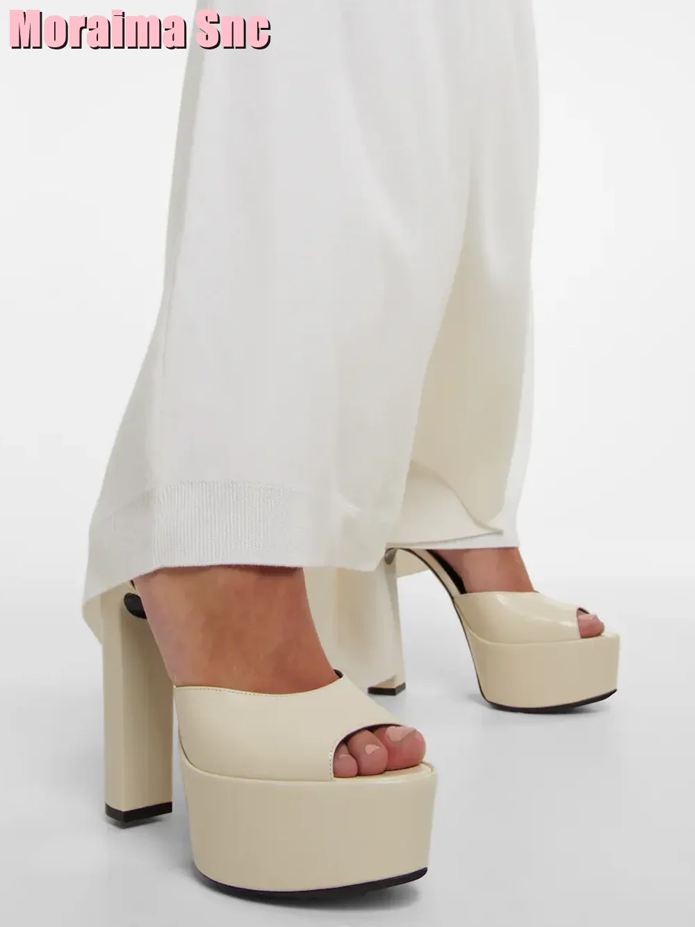Platform Sneakers Chunky - Peep Toe Platform Patent Leather Sandals