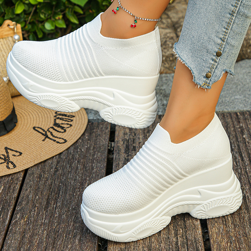 Women's Knitted White Chunky S - Platform Sneakers Chunky recension och pris