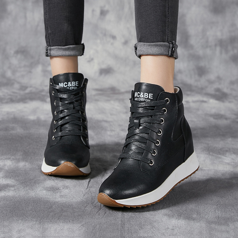7CM Genuine Leather Women Ankl - Platform Sneakers Chunky recension och pris