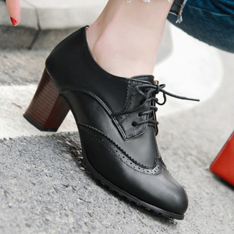 Vintage Women's High Heels Loa - Women'S Shoes Loafers Black recension och pris