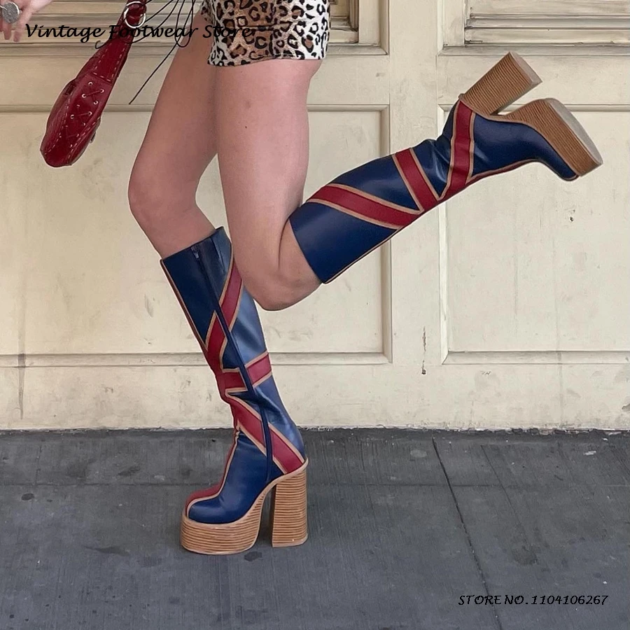 Patchwork Leather Platfrom Kne - High Knee Heel Boots recension och pris