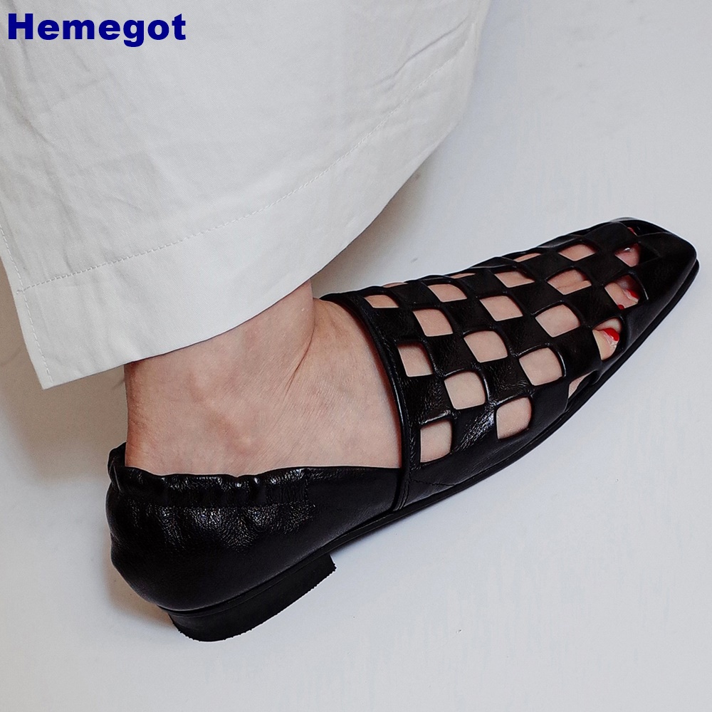 Women Black Caged Flat Sandals - Women'S Shoes Loafers Black recension och pris
