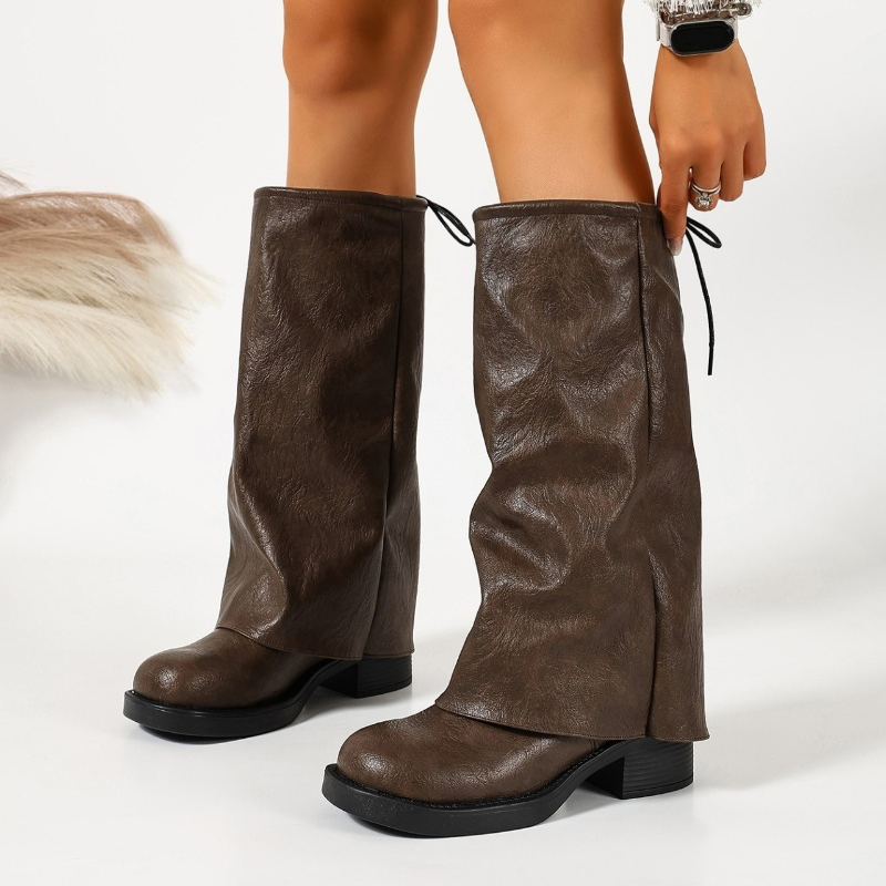 New autumn and winter drawstri - High Knee Heel Boots recension och pris