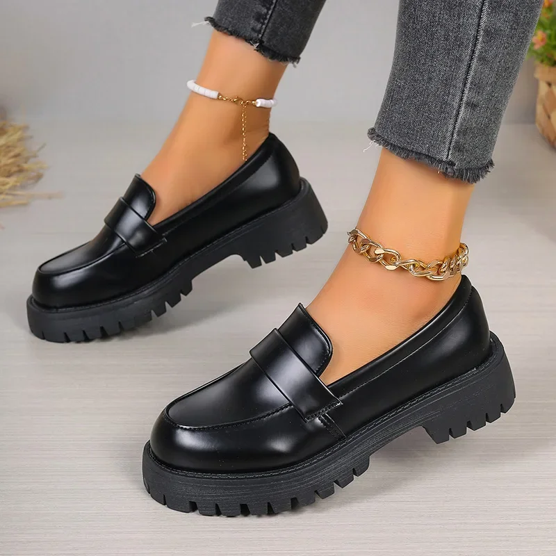 Plus Size 35-43 Black Pu Leath - Women'S Shoes Loafers Black recension och pris