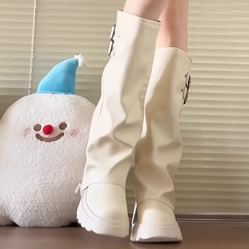 Punk Style Splicing Thick Bott - High Knee Heel Boots recension och pris