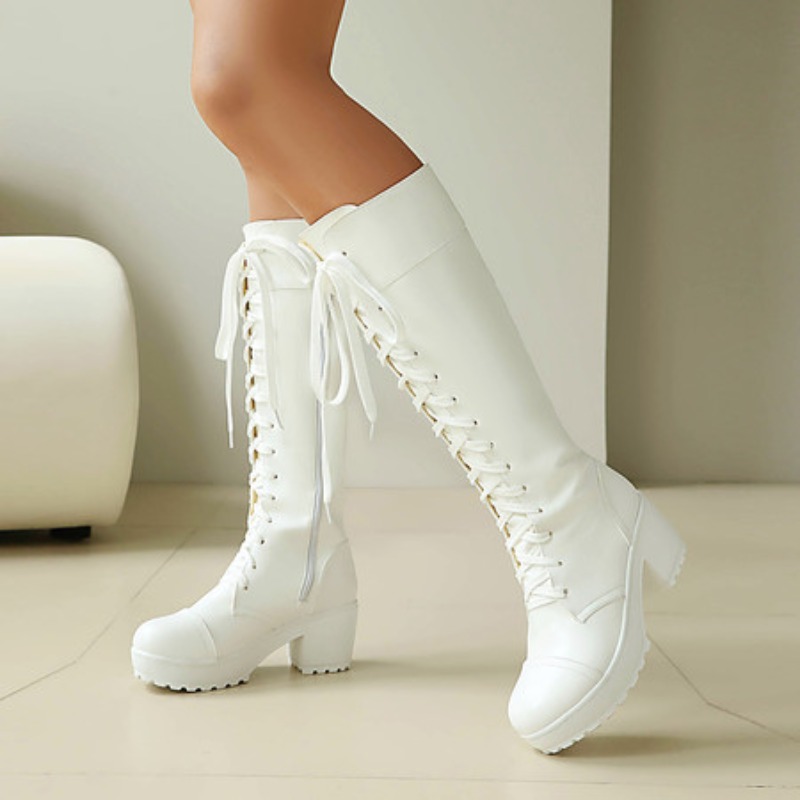 Womens Knee High Lace Up Comba - High Knee Heel Boots recension och pris