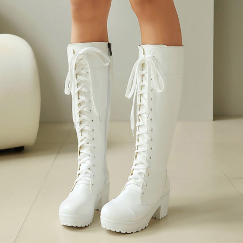 Womens Knee High Lace Up Comba - High Knee Heel Boots recension och pris